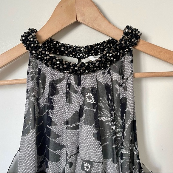 Diane Von Furstenburg Lainey Embellished Silk Halter Y2K Beaded Dress Black Lace - Picture 3 of 6